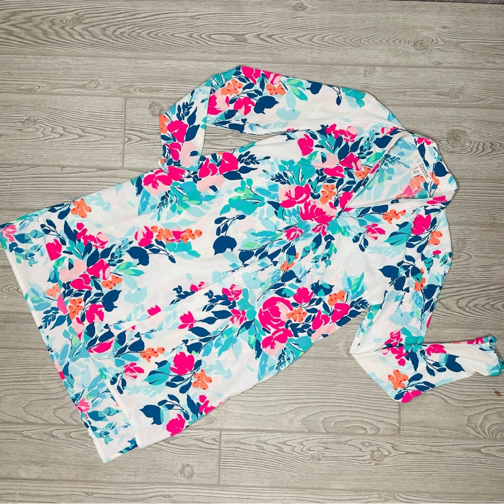 Coolibar raval long sleeve floral posy midi beach dress 50upf sun protection xs